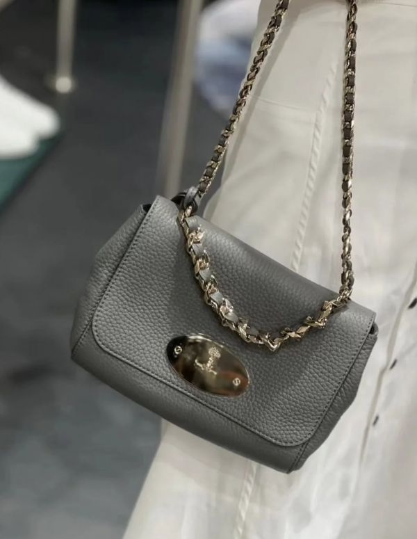 Mulberry HH6640 顆粒小牛皮 Top Handle Lily 包   木炭灰 