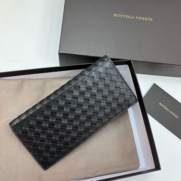 Bottega Veneta 442556 牛皮編織經典款對開長夾  黑色 YSL COLLEGE學院包