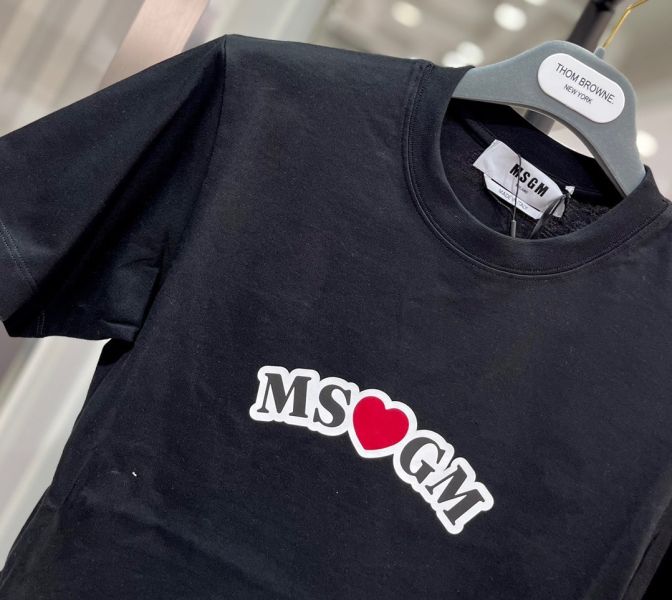 MSGM 女款Logo 愛心印花短款T恤上衣  黑色  XS/M 