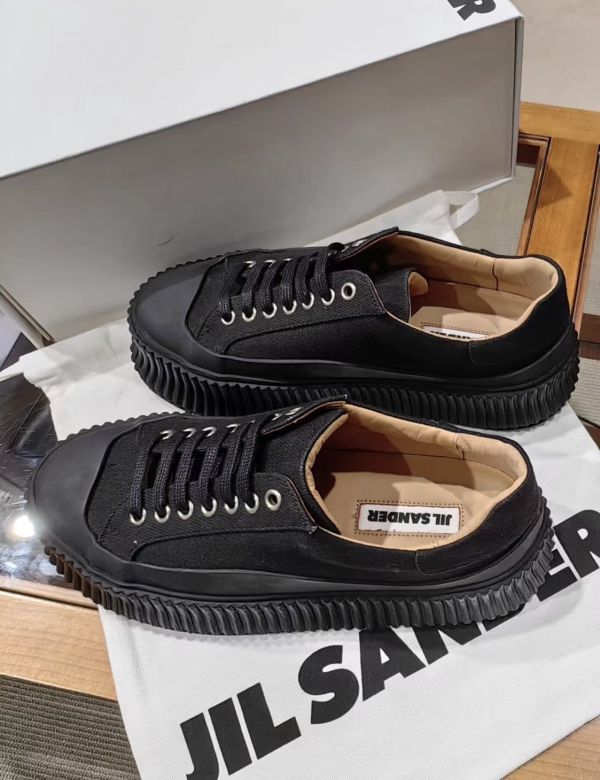 Jil Sander 女款帆布厚底餅乾鞋 增高4.5公分 黑色 IT37/38 建議購買小一號 
