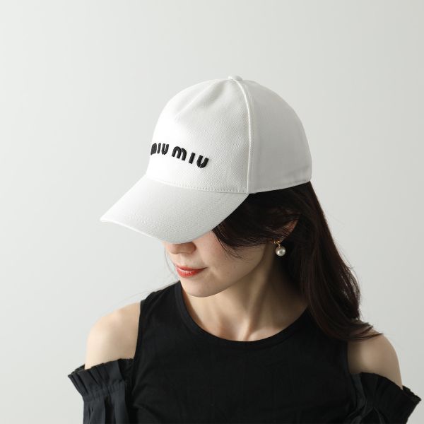 Miu Miu 女款 5HC179 斜紋布棒球帽 M    白色 