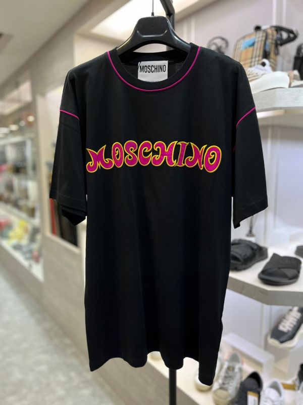 Moschino 男款 Logo 刺繡短袖有機棉T /上衣  黑色  S/L/XL 