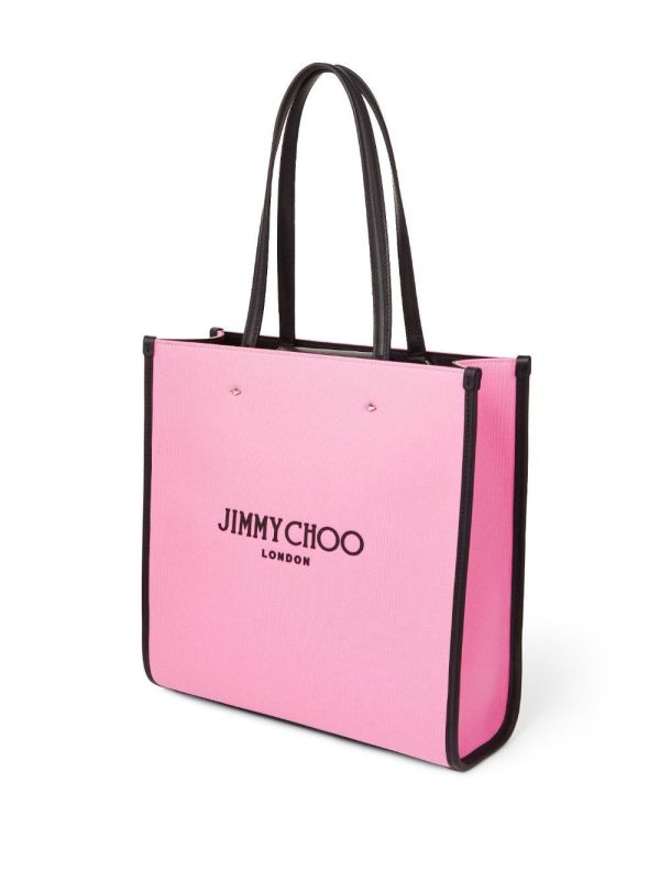 Jimmy Choo 經典 Logo 中款帆布托特包  粉色/黑色 DIOR