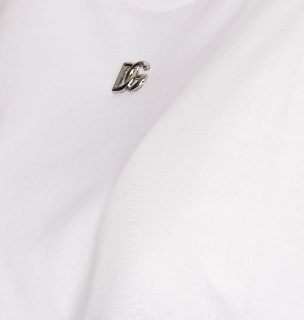 Dolce&Gabbana女款 DG 徽標與蕾絲細節平紋針織棉T /上衣  IT38/40/42/44 YSL COLLEGE學院包