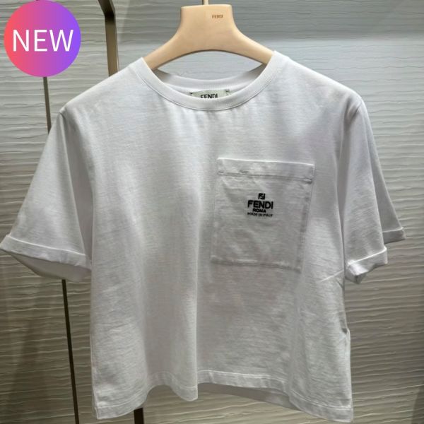 Fendi FS9619 女款白色平紋針織T恤/上衣  XS/S/M/L/XL Fendi FS9619 女款白色平紋針織T恤/上衣