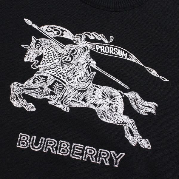 Burberry 80727771 馬術騎士刺繡棉質運動衫衛衣/上衣    S/M/L/XL    黑色 