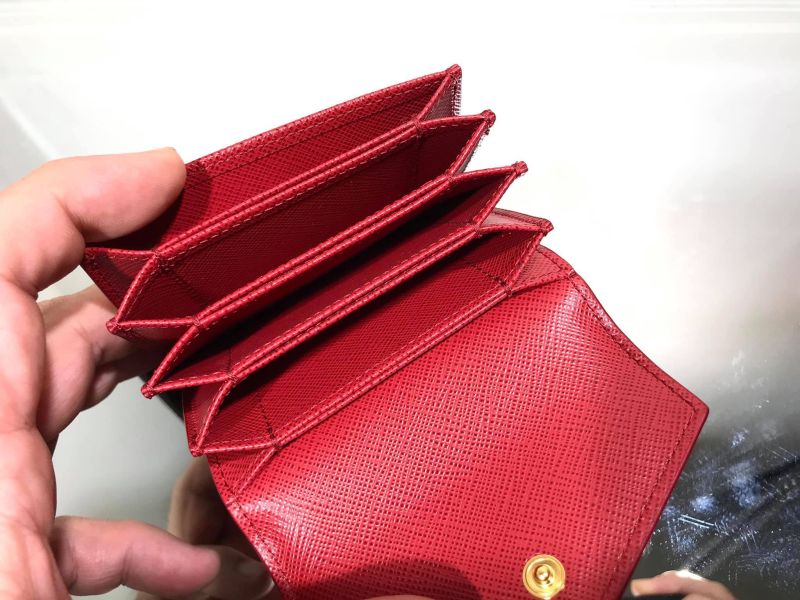 Prada 1MC070 Saffiano皮革卡夾包 紅色 