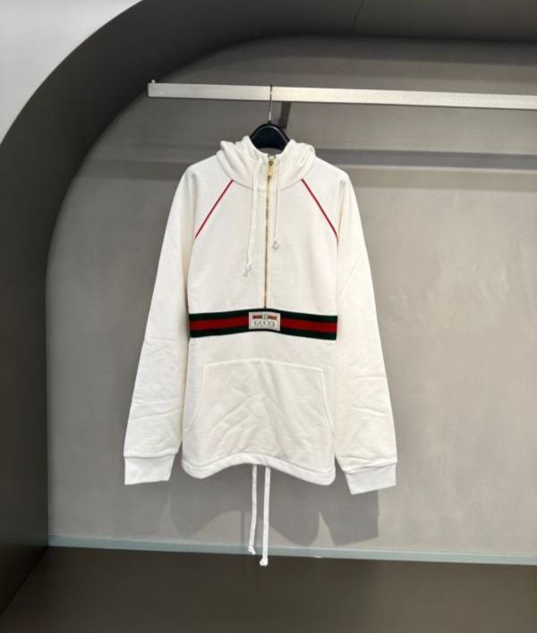 Gucci 645320 男款織帶棉質針織布衛衣/上衣  白色﻿  XS/S/M/L 