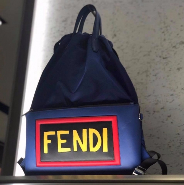 Fendi 7VZ034  Vocabulary 牛皮及PVC 手提後背兩用包    藍色 
