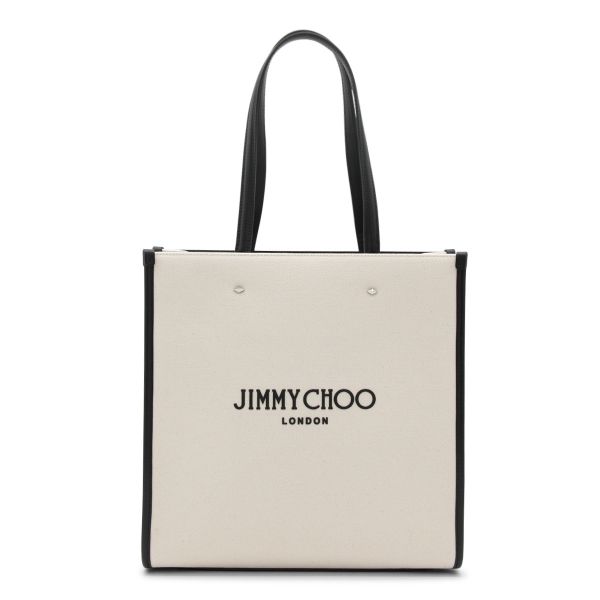 Jimmy Choo 經典 Logo 中款帆布托特包  自然色/黑色 DIOR