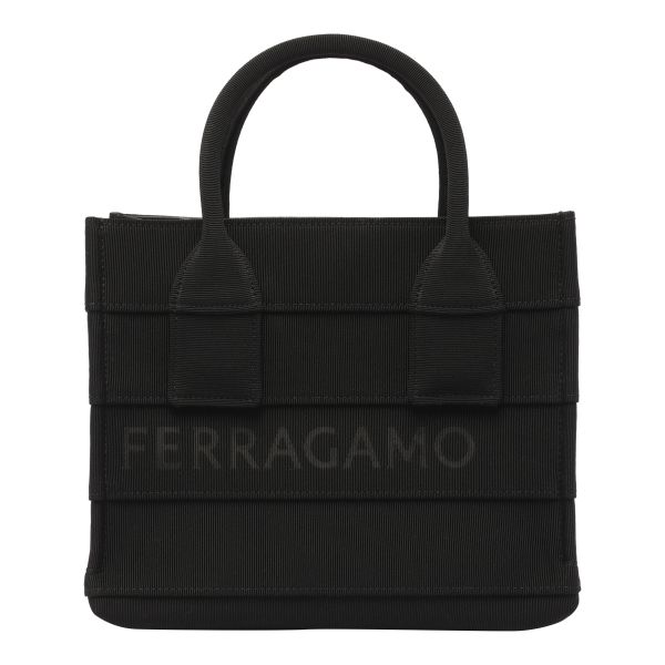 Salvatore Ferragamo 羅緞手提購物包  黑色 