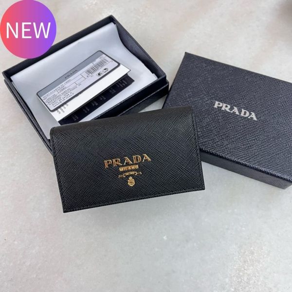 Prada 1MC122  Saffiano皮革名片卡夾包  黑色 Prada 1MC122  Saffiano皮革名片卡夾包  黑色