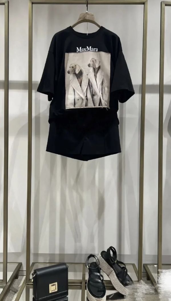 Max Mara X Wegman 女款雙威瑪獵犬創意 OS棉T上衣  黑色  XS/S/M/L LOEWE,Hammock