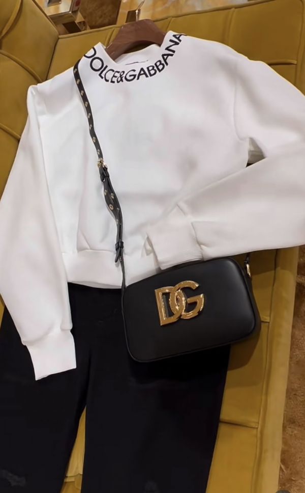 Dolce&Gabbana 女款 DG 徽標刺繡衣領短款長袖衛衣/上衣  IT42/44 YSL COLLEGE學院包