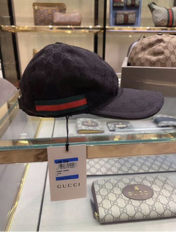 Gucci 200035 Logo Web 中性款圖紋棒球帽    黑色    S/M/L 