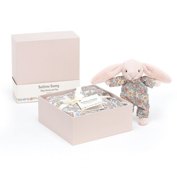 Betime Blossom Bunny Gift Set 睡衣小兔 紗布巾禮盒 jellycat,明璟家居,jellycat門市,jellycat睡衣小兔,睡衣小兔,jellycat高雄,出生禮
