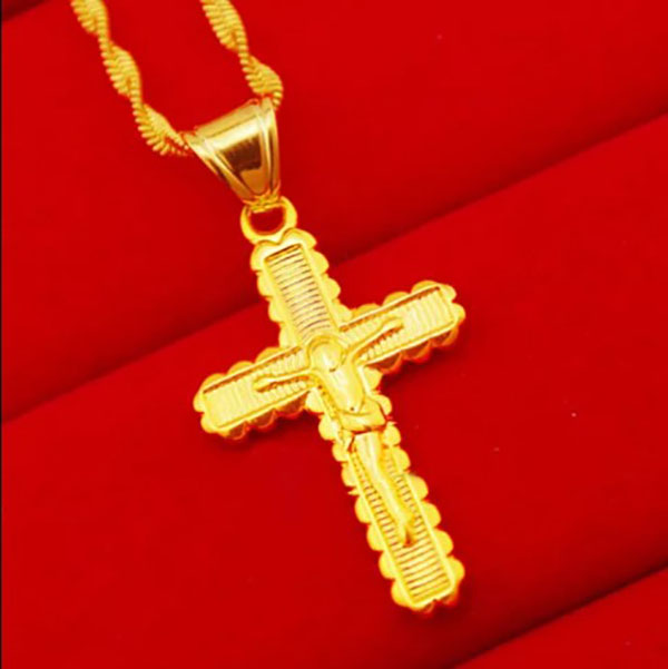越南沙金耶穌十字架吊墜(不含項鍊) 沙金,金飾,金項鍊,金戒指,金手環,平價金飾,金耳環