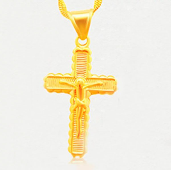 越南沙金耶穌十字架吊墜(不含項鍊) 沙金,金飾,金項鍊,金戒指,金手環,平價金飾,金耳環