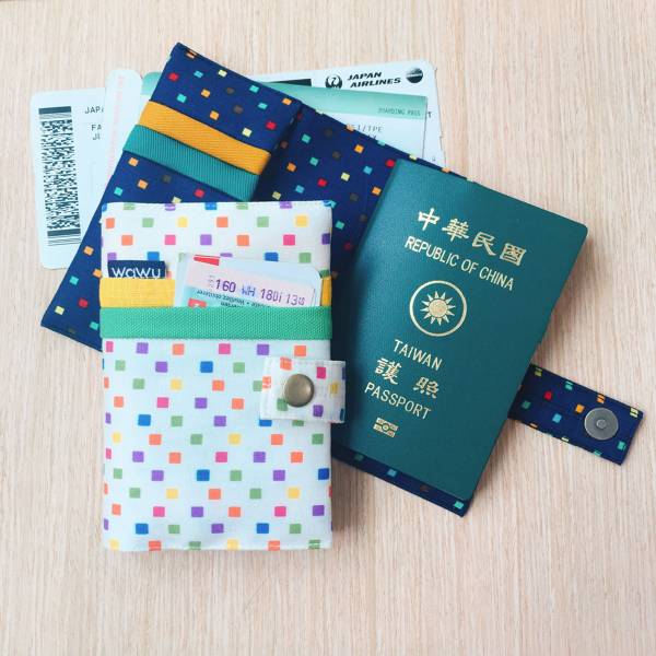護照套+扣帶 (繽紛小方格 / 一對)  接單生產* 護照套,passportcase,パスポートケース