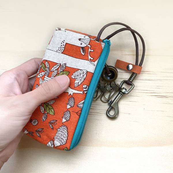 拉鍊鑰匙包 (動物森林-橘) 日本布 接單生產* 鑰匙包,keyholder,鑰匙收納,キーケース,kyecase,隨身小包,客製化