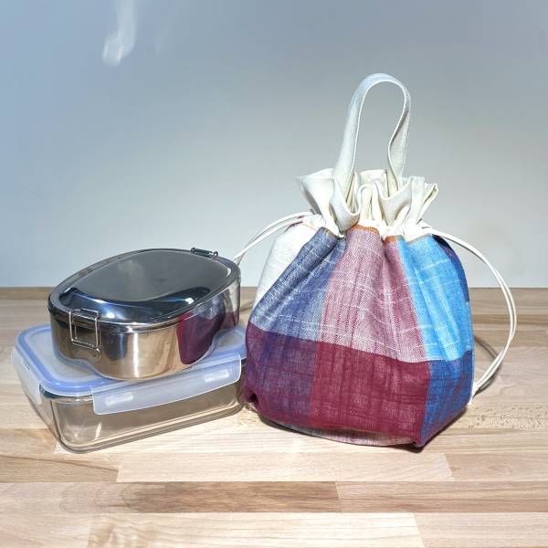 巾着袋, 束口手提袋 (大格紋 - 紅藍紫) *接單生產 便當袋,lunchbag,束口袋,巾着袋,drawstring