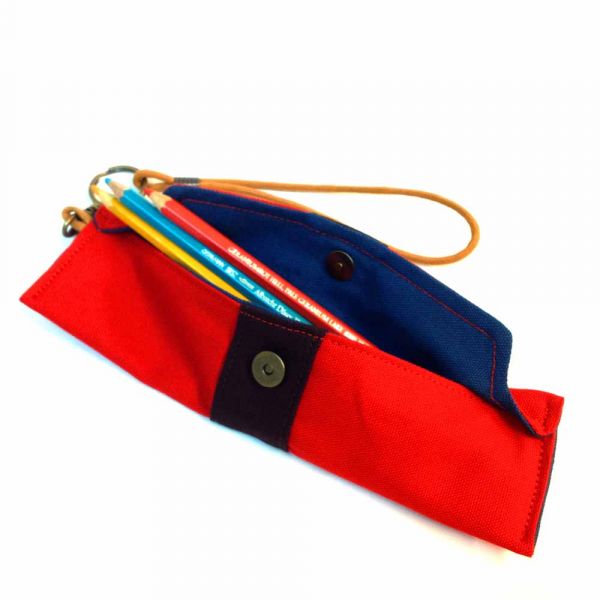 筆袋/筷套 (紅色帆布) (附木製筷子和湯匙) 接單生產* 筆袋,餐具袋,,chopsticks,箸,箸袋