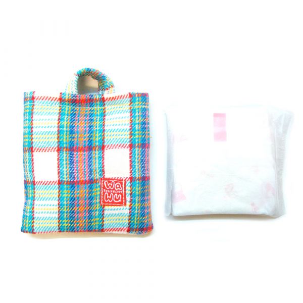 棉棉包 (織物彩格) 訂製款* 收納包,隨身電源袋,耳機線材收納袋
