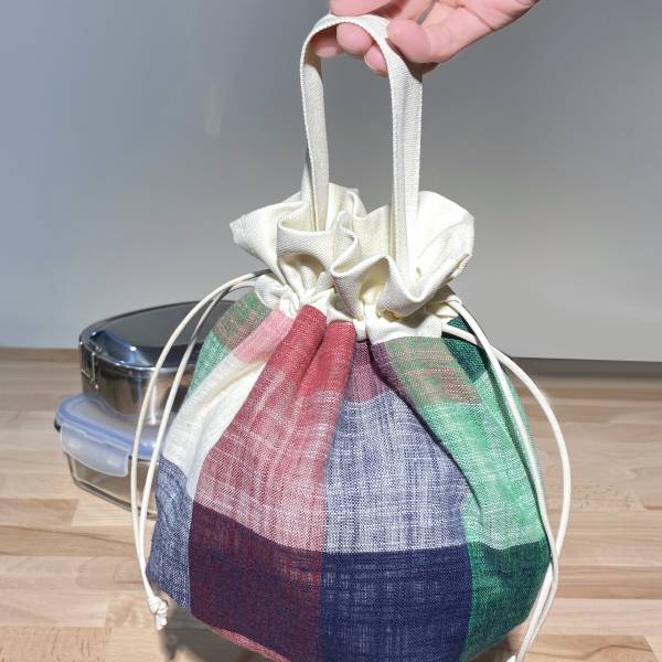 巾着袋, 束口手提袋 (大格紋 - 紅藍綠) *接單生產 便當袋,lunchbag,束口袋,巾着袋,drawstring
