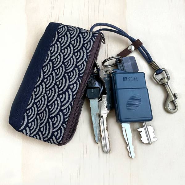 拉鍊鑰匙包 (青海波-藍) 日本布 接單生產* 鑰匙包,keyholder,鑰匙收納,キーケース,kyecase,隨身小包,客製化