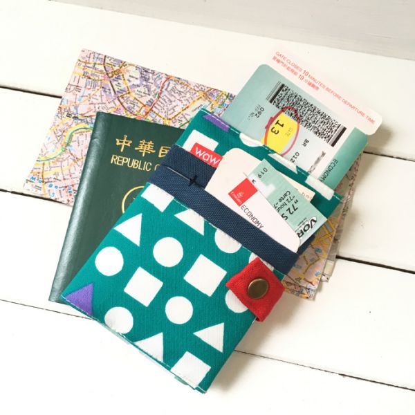 護照套 (日布幾何綠)  接單生產* 護照套,passportcase,パスポートケース