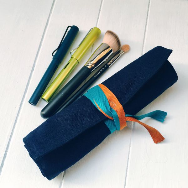 筆捲, 工具袋 (深藍帆布) 接單生產* 筆捲,工具袋,筆袋,餐具袋,卷軸式筆捲