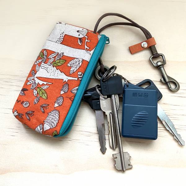 拉鍊鑰匙包 (動物森林-橘) 日本布 接單生產* 鑰匙包,keyholder,鑰匙收納,キーケース,kyecase,隨身小包,客製化