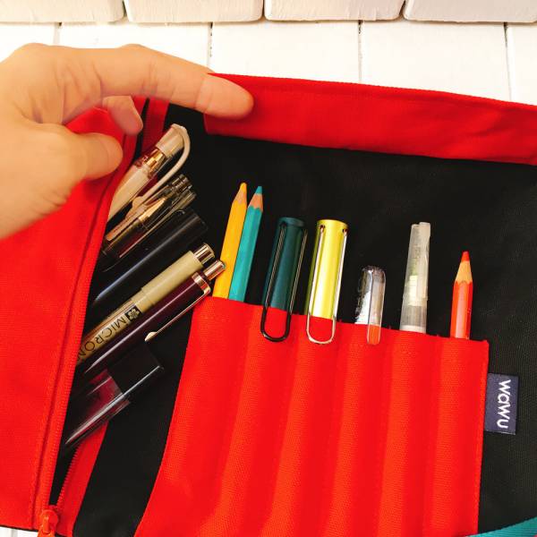 筆捲, 工具袋 (黑紅帆布) 接單生產* 筆捲,工具袋,筆袋,餐具袋,卷軸式筆捲