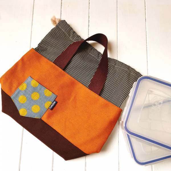 【DIY】束口手提袋 (自選配色)  直接購買完成品* DIY,DIY線上體驗,DIY材料包,便當袋,午餐袋,快餐袋,手提包,早餐袋,束口袋