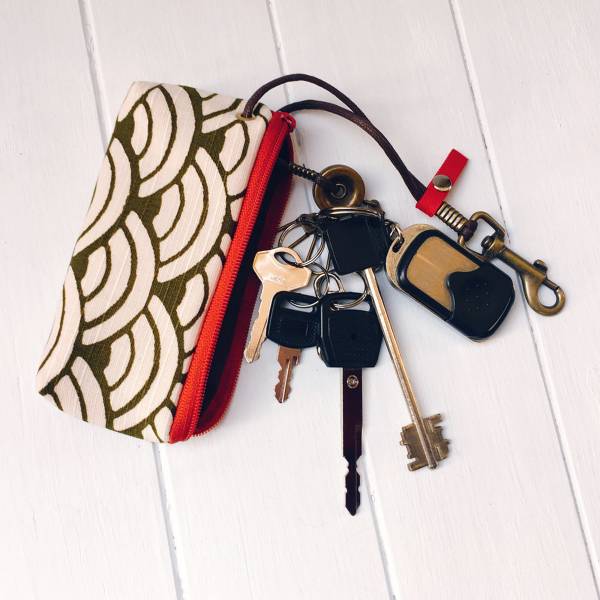 拉鍊鑰匙包 (海松色青海波) 日本布 接單生產* 鑰匙包,keyholder,鑰匙收納,キーケース,kyecase,隨身小包,客製化