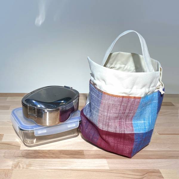 巾着袋, 束口手提袋 (大格紋 - 紅藍紫) *接單生產 便當袋,lunchbag,束口袋,巾着袋,drawstring