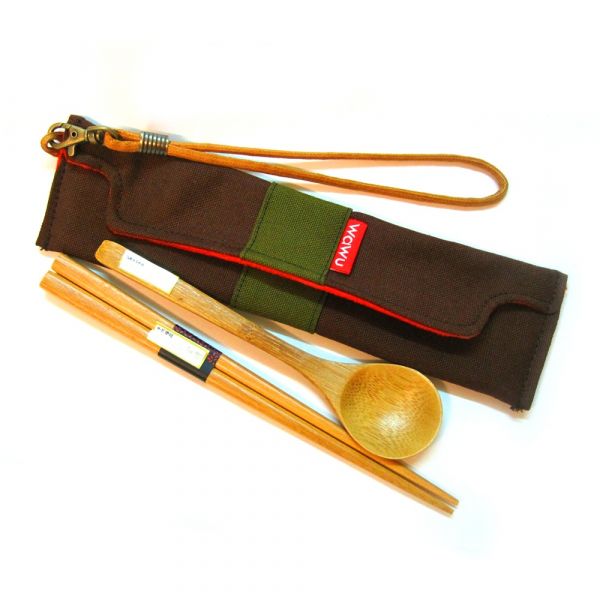 筆袋/筷套 (抹茶) (附木製筷子和湯匙) 接單生產* 筆袋,餐具袋,,chopsticks,箸,箸袋
