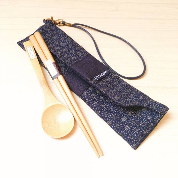 筆袋/筷套 (小葉柄) (附木製筷子和湯匙) 接單生產* 筆袋,餐具袋,,chopsticks,箸,箸袋