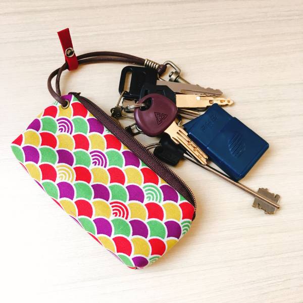 拉鍊鑰匙包 (豆沙青海波) 日本布 接單生產* 鑰匙包,keyholder,鑰匙收納,キーケース,kyecase,隨身小包,客製化