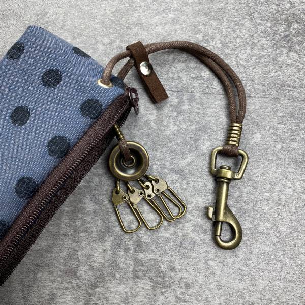 拉鍊鑰匙包 (丸織/灰藍底) 日本布 接單生產* 鑰匙包,keyholder,鑰匙收納,キーケース,kyecase,隨身小包,客製化
