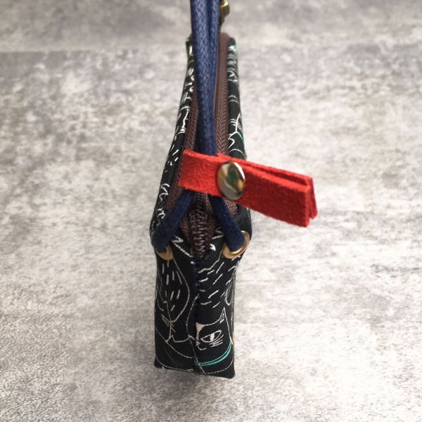 拉鍊鑰匙包 (夜貓子 - 咖啡拉鍊) 日本布 接單生產* 鑰匙包,keyholder,鑰匙收納,キーケース,kyecase,隨身小包,客製化