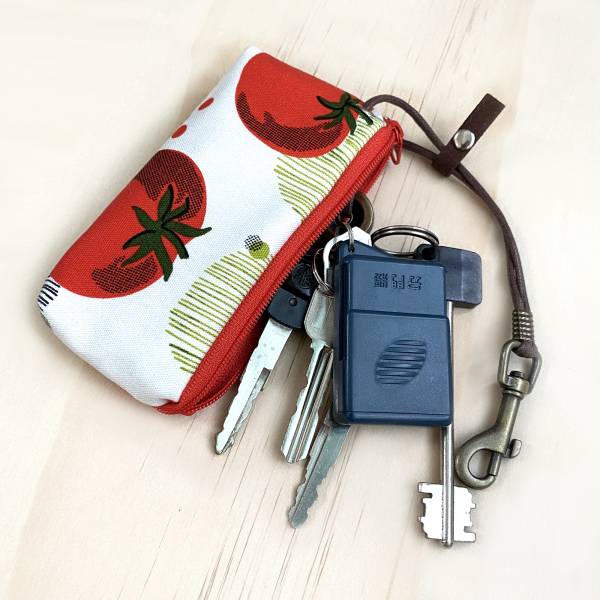 拉鍊鑰匙包 (番茄) 日本布 接單生產* 鑰匙包,keyholder,鑰匙收納,キーケース,kyecase,隨身小包,客製化
