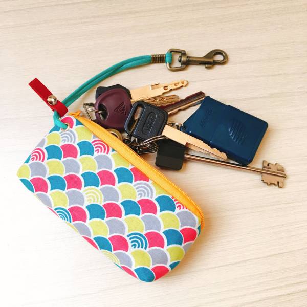 拉鍊鑰匙包 (繽紛青海波) 日本布 接單生產* 鑰匙包,keyholder,鑰匙收納,キーケース,kyecase,隨身小包,客製化