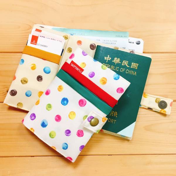 護照套+扣帶 (彩點 / 一對)  接單生產* 護照套,passportcase,パスポートケース