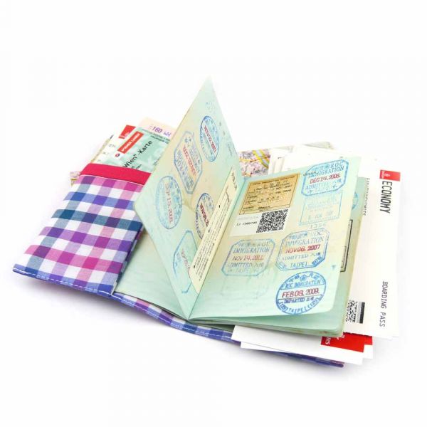 護照套 (繽紛紫格)  接單生產* 護照套,passportcase,パスポートケース