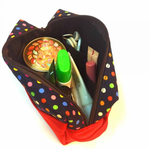 化妝包 (繽紛藍點) 便當袋,lunchbag,束口袋,巾着袋,drawstring