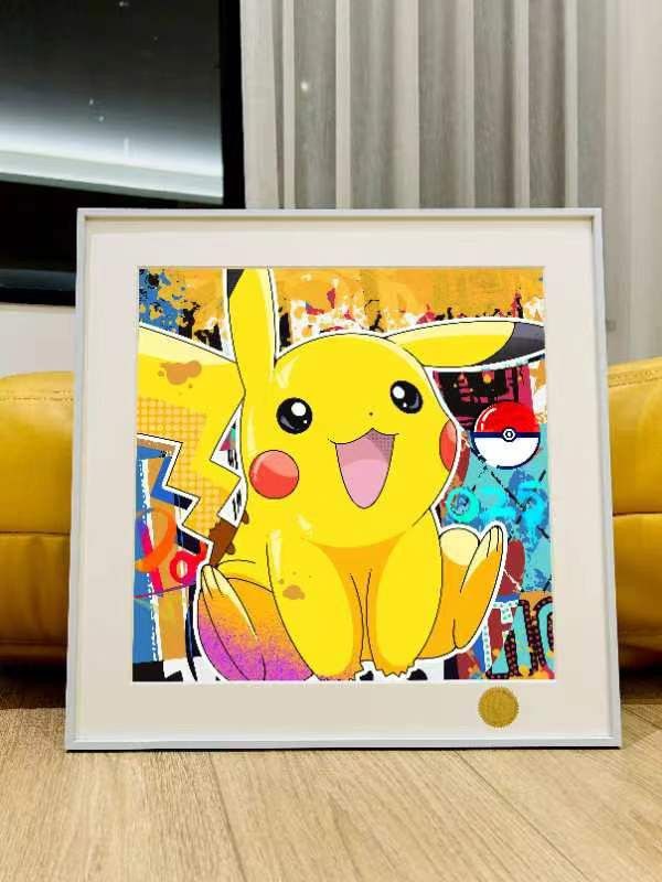 星空 原畫師昭舞《Pikachu》皮卡丘神奇寶貝寶可夢寵物小精靈潮流藝術裝飾畫 