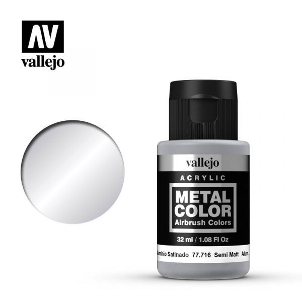 Acrylicos Vallejo - 77716 - 金屬色彩 Metal Color - 半光澤鋁 Semi Mate Aluminium - 32 ml. 