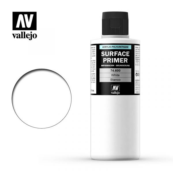 Acrylicos Vallejo - 74600 - 表面底漆 Surface Primer - 白色 200ml 