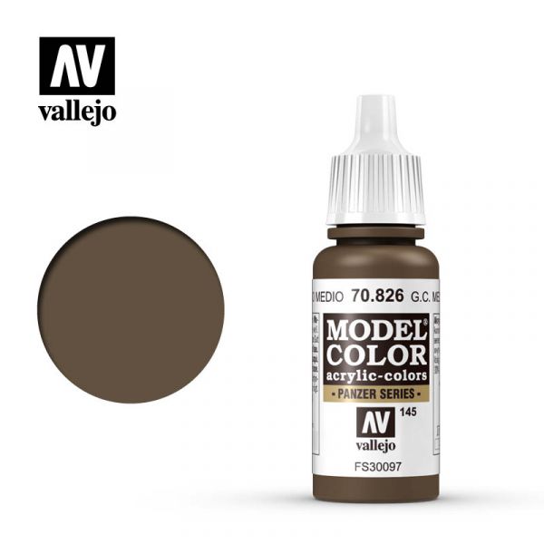 Acrylicos Vallejo -145 - 70826 - 模型色彩 Model Color - 德國二戰迷彩正棕色 German Cam.Med.Brown - 17 ml. 